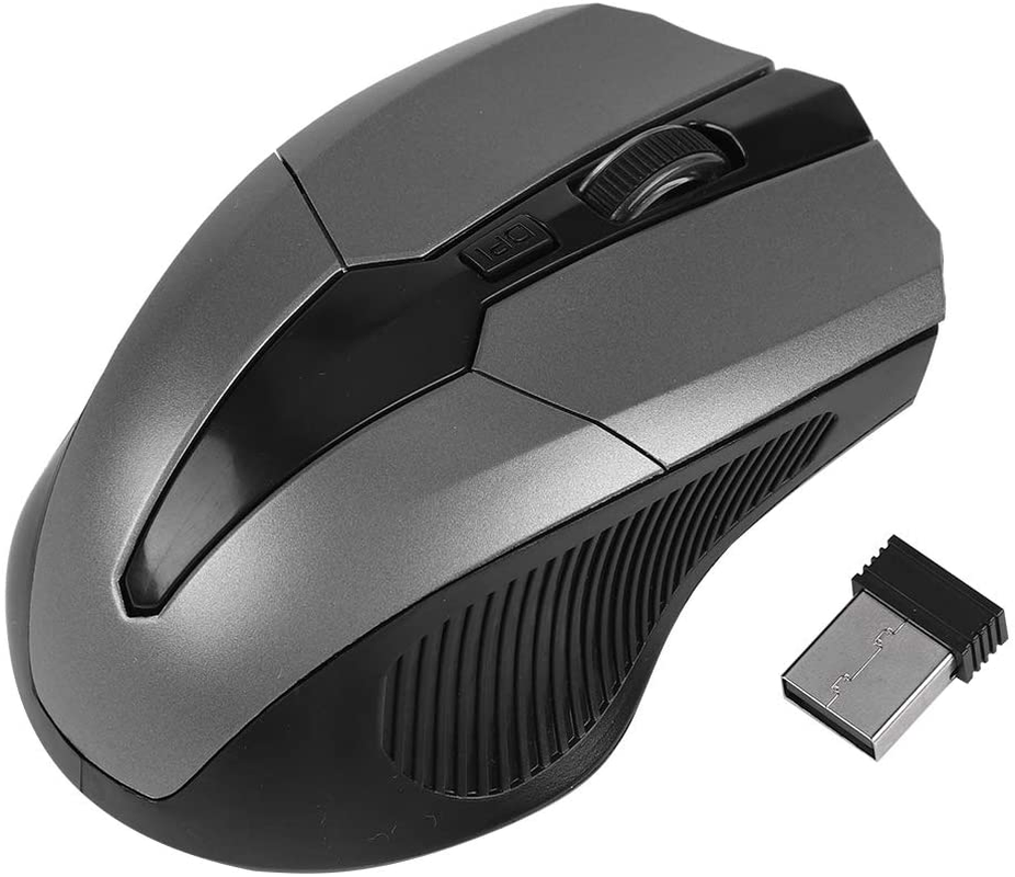 Wireless Optical Mouse for PC Computer Laptop,800-1600 DPI 6 Key Gaming Mouse with USB Receiver,Support Indows2000/Xp/Vista/Linux/7/ and MAC Operating System(Gray)