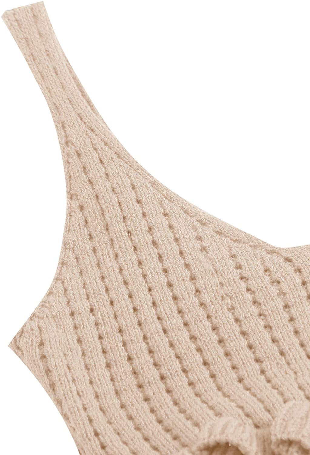 SweatyRocks Women's Casual Knit Top Sleeveless Ruffle Hem V Neck Peplum Crop Tank Top