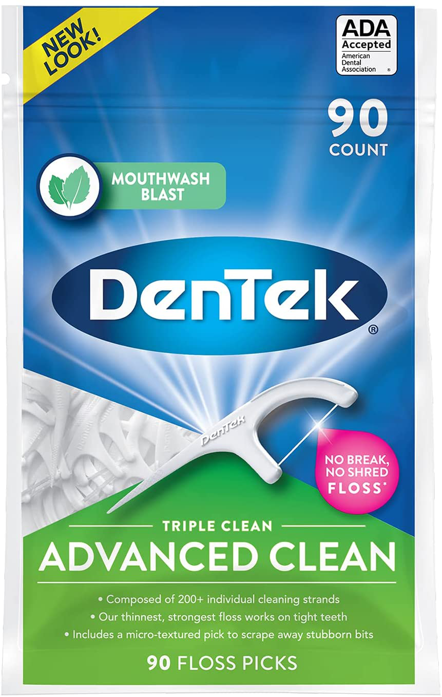 DenTek Triple Clean Advanced Clean Floss Picks, No Break & No Shred Floss