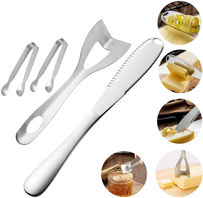Cheese Knives with Wood Handle Steel Stainless Cheese Slicer Cheese Cutter (Option A)