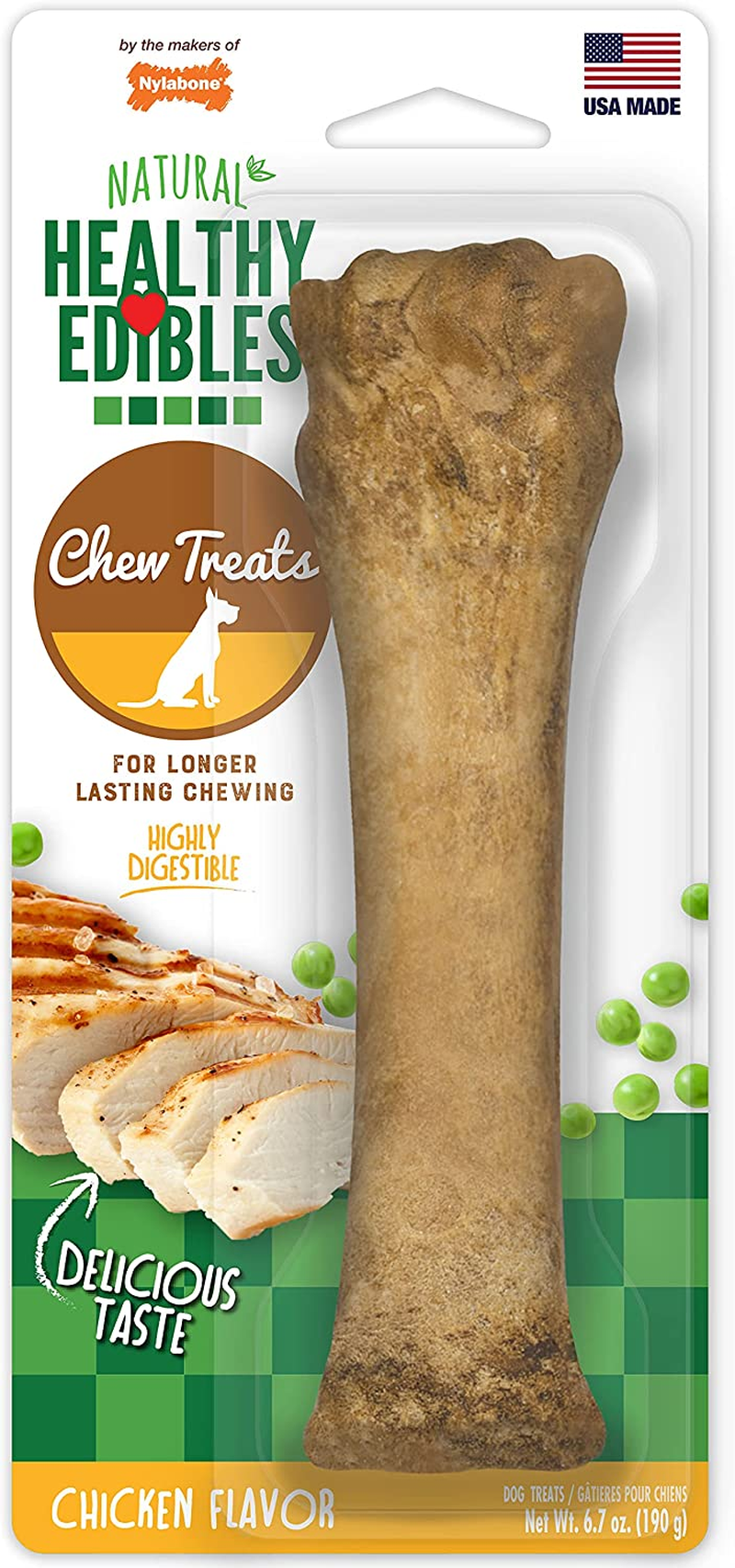 Nylabone Healthy Edibles All-Natural Long Lasting Bacon Flavor Chew Treats 3 Count Bacon Small/Regular