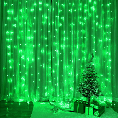 SUNNEST St Patricks Day Curtain String Light, Hanging Lights with 300 LEDs, 8 Lighting Modes, Remote Control, USB Powered Curtain Lights for Bedroom, Wall, Party, Indoor Decoration