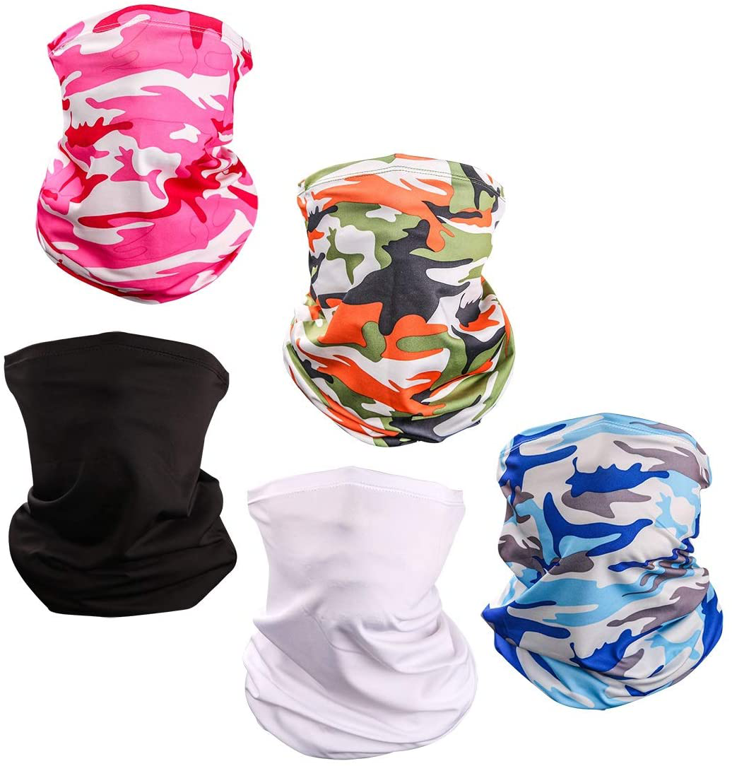 LUOLIIL VOE 5 Pieces Sun UV Protection Face Mask Neck Gaiter Windproof Scarf Sunscreen Breathable for Sport&Outdoor……