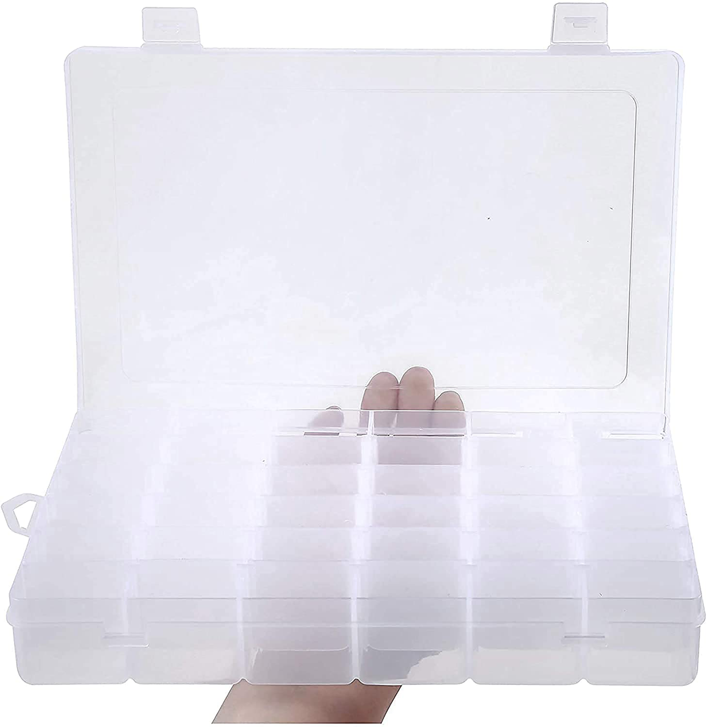 Organizer Box Adjustable Dividers - Plastic Compartment Storage Container for Washi Tapes, Craft, Beads, Jewelry, Small Parts