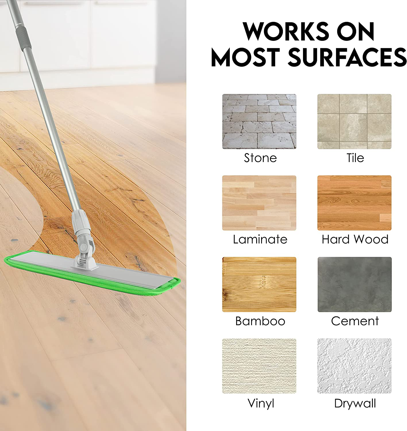 Turbo Microfiber Mop Floor Cleaning System - 18-inch Sweeper with 4 Reusable Pads and 360-Spin Mop Head with Extendable Handle - Household Cleaning Supplies and Tools