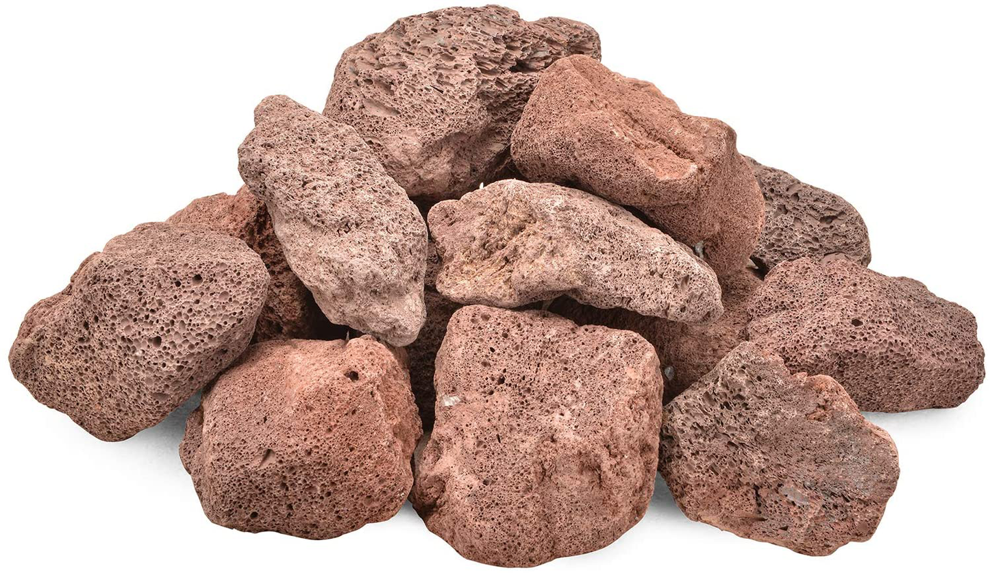 Skyflame 10LB Natural Lava Rocks for Fire Pits, Fire Tables, Fireplaces, Garden Landscaping Decoration, Indoor and Outdoor Use, 3"-5" Sizes, Red