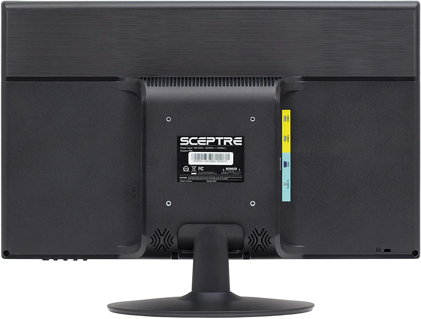 Sceptre 22-Inch 75Hz 1080P LED Monitor HDMI VGA Build-In Speakers, Brushed Black 2019 (E225W-19203S), Metal Black