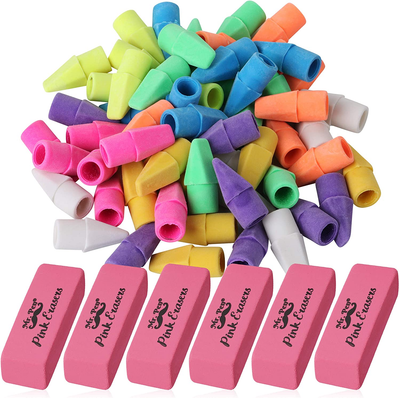 Mr. Pen- Pencil Erasers Set, 6Pc Pink Erasers and 60Pc Pencil Top Erasers, Pencil Eraser, Pencil Erasers Topper, Erasers for Pencils Top, Erasers for Kids, Pink Erasers, Cap Erasers, Eraser Tops