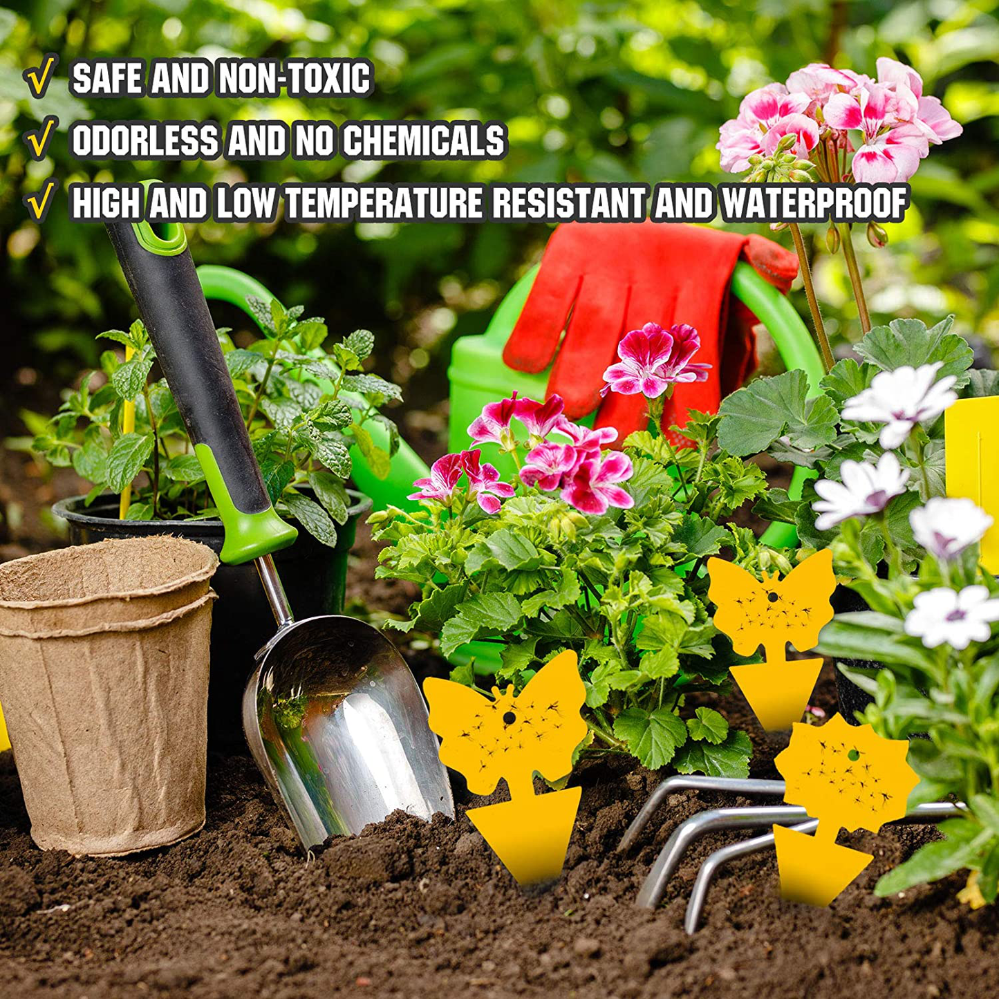 24PCS Fruit Fly Sticky Traps, Fungus Gnat Traps Insect Trap for Plants Kitchen Indoor and Outdoor(24 Light Yellow)