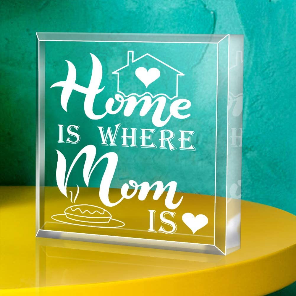 Gift for Mom from Daughter Son,Home Is Where Mom Is,Keepsake and Paperweight,Mothers Day Gifts for Mom Grandma Stepmom Mother in Law on Mothers Day Birthday