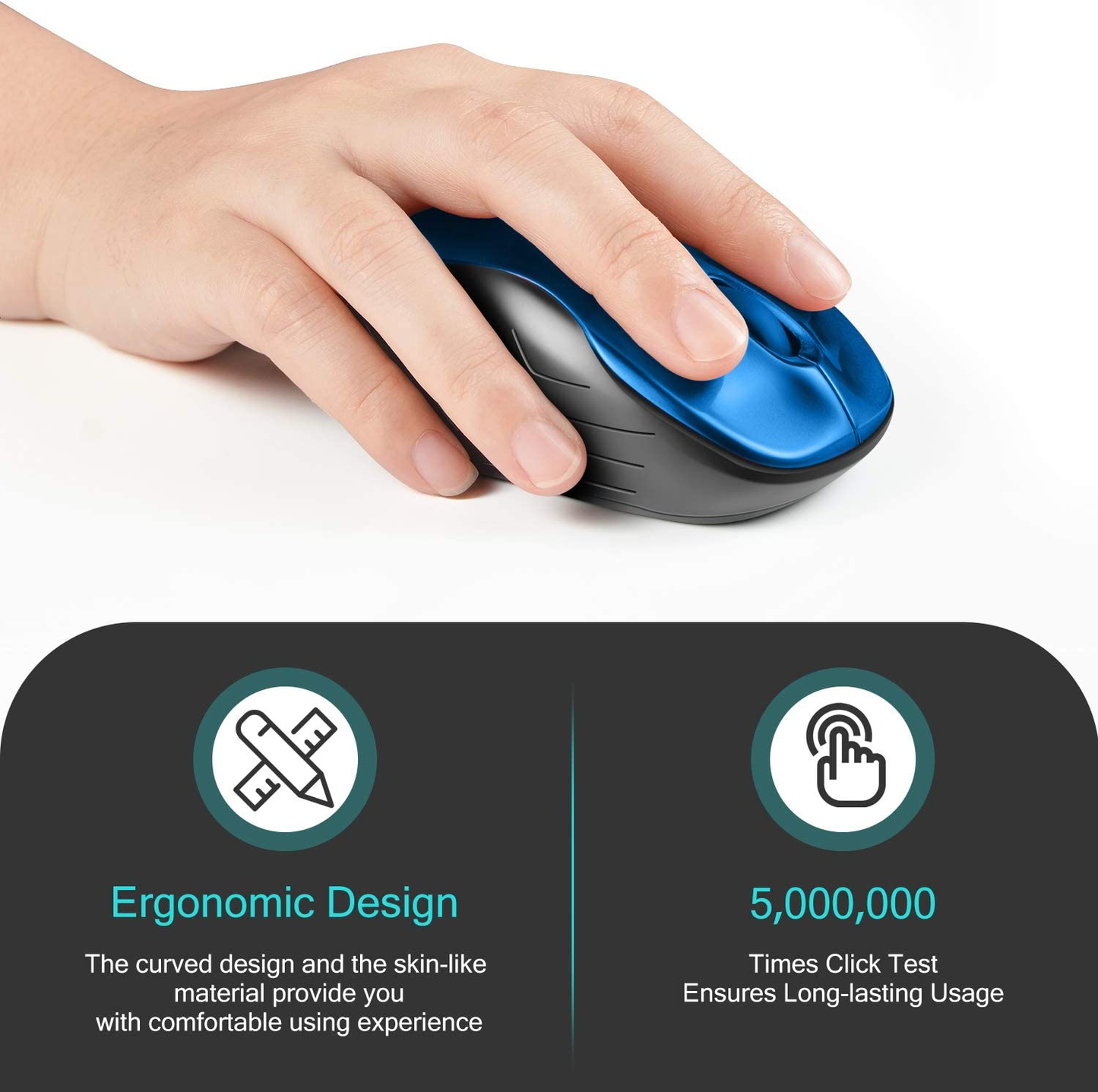 Wireless Mouse Silent 2.4G USB Computer Mouse Compact Optical Cordless Mouse Mini Quiet Wireless Mice, Noiseless, 4 Buttons, 3 Adjustable DPI Mobile Mouse for Pc/Laptop/ Windows/Mac/Linux
