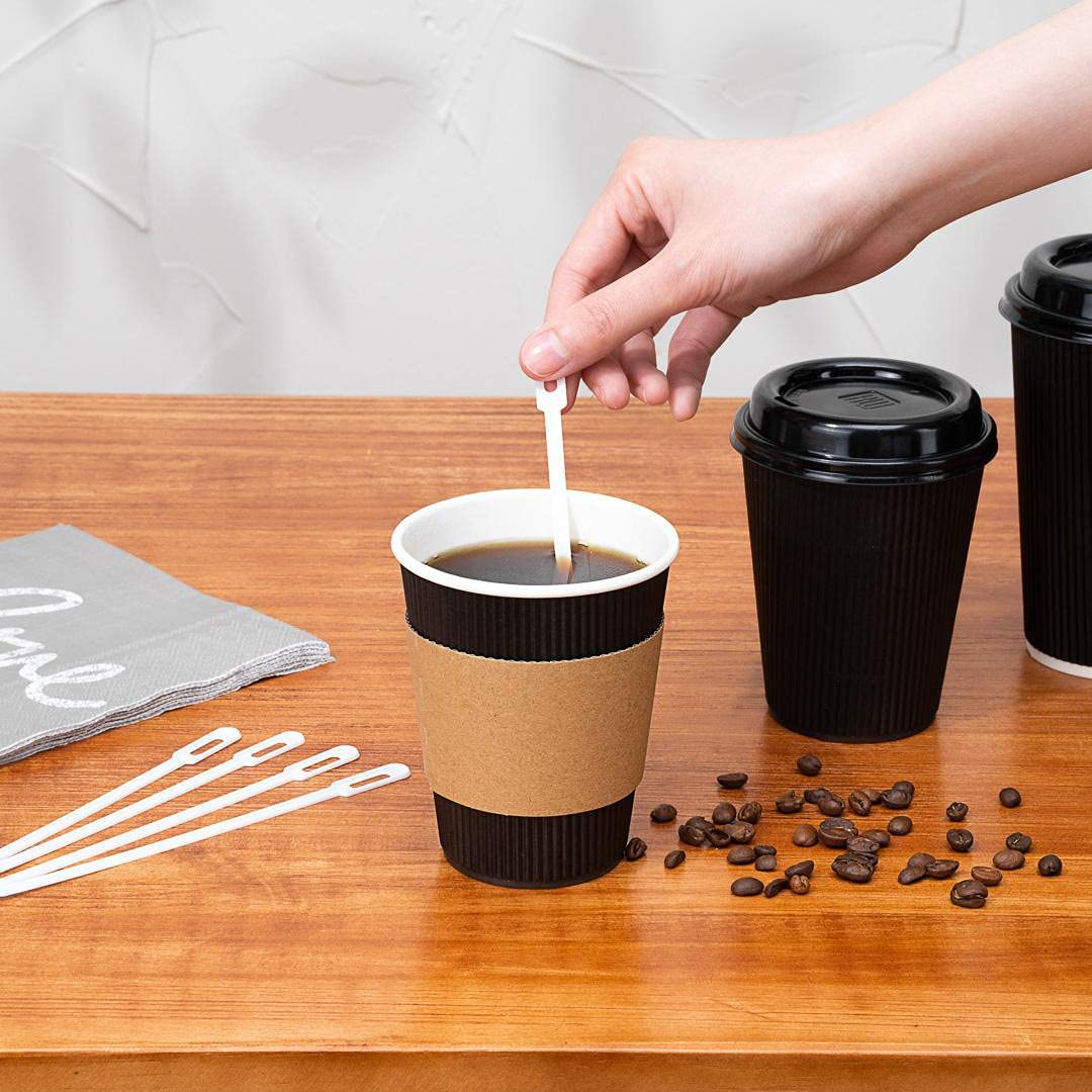 White Plastic Keyhole Coffee Stirrer - 6 1/4" - 100 count box - Restaurantware
