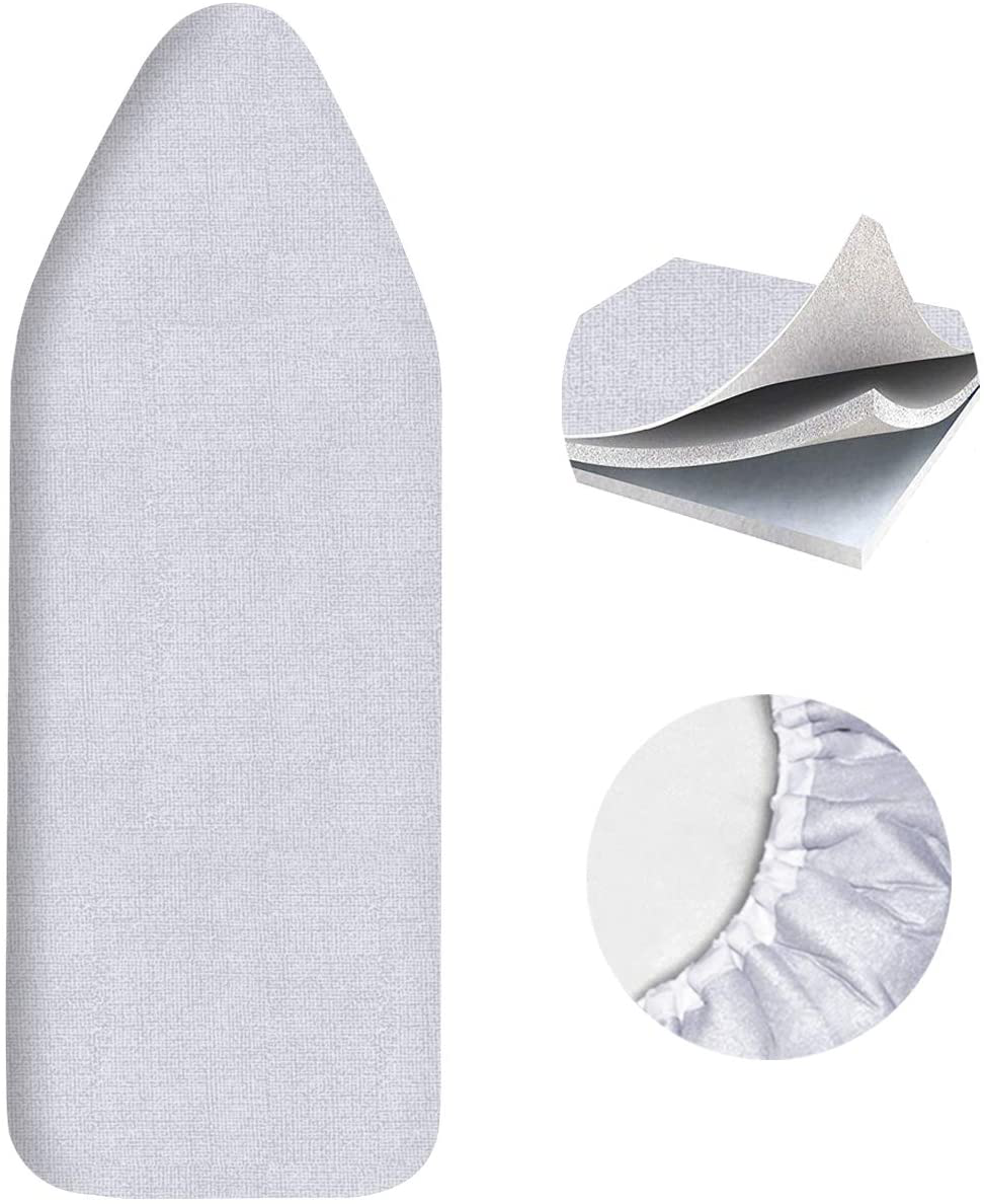 SheeChung 48x15 Ironing Board Cover and Pad - with Elasticized Edges and 3 Connecting Straps,Premium Heavy Duty 3-Layer Silicone Coated Cover,Heat Reflective, Scorch Resistant