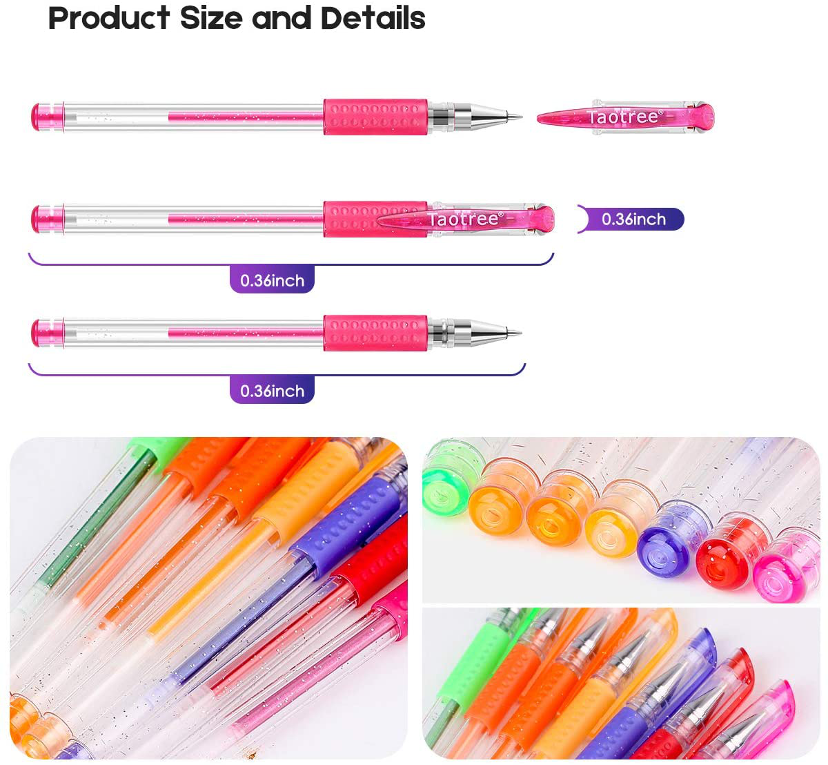 Glitter Gel Pens, 32-Color Neon Glitter Pens Fine Tip Art Markers Set 40% More Ink Colored Gel Pens for Adult Coloring Book, Drawing, Doodling, Scrapbook, Bullet Journal, Sparkle Gel Pen Gift for Kids