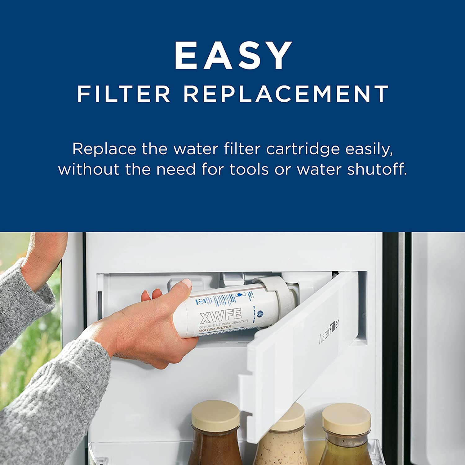 GE XWFE XWF Refrigerator Water Filter, 1 Count (Pack of 1), White