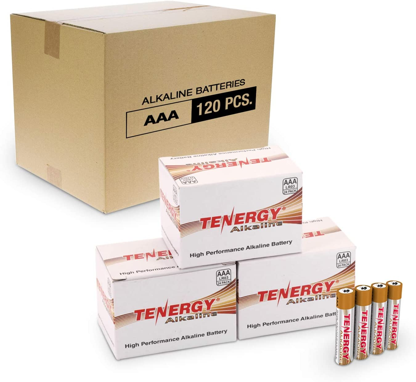 Tenergy 1.5V AA Alkaline Battery, High Performance AA Non-Rechargeable Batteries for Clocks, Remotes, Toys & Electronic Devices, Replacement AA Cell Batteries