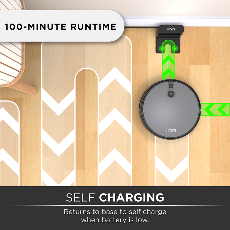 Ihome Autovac Robot Vacuum, Mapping Technology, Strong Suction, 120 Min Runtime, App + Remote Control