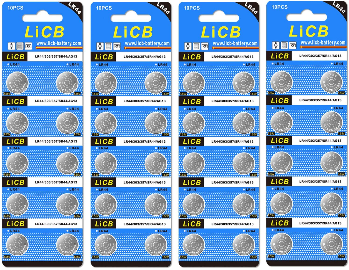 40 Pack LR44 AG13 357 303 SR44 Batteries 1.5V Button Coin Cell Battery