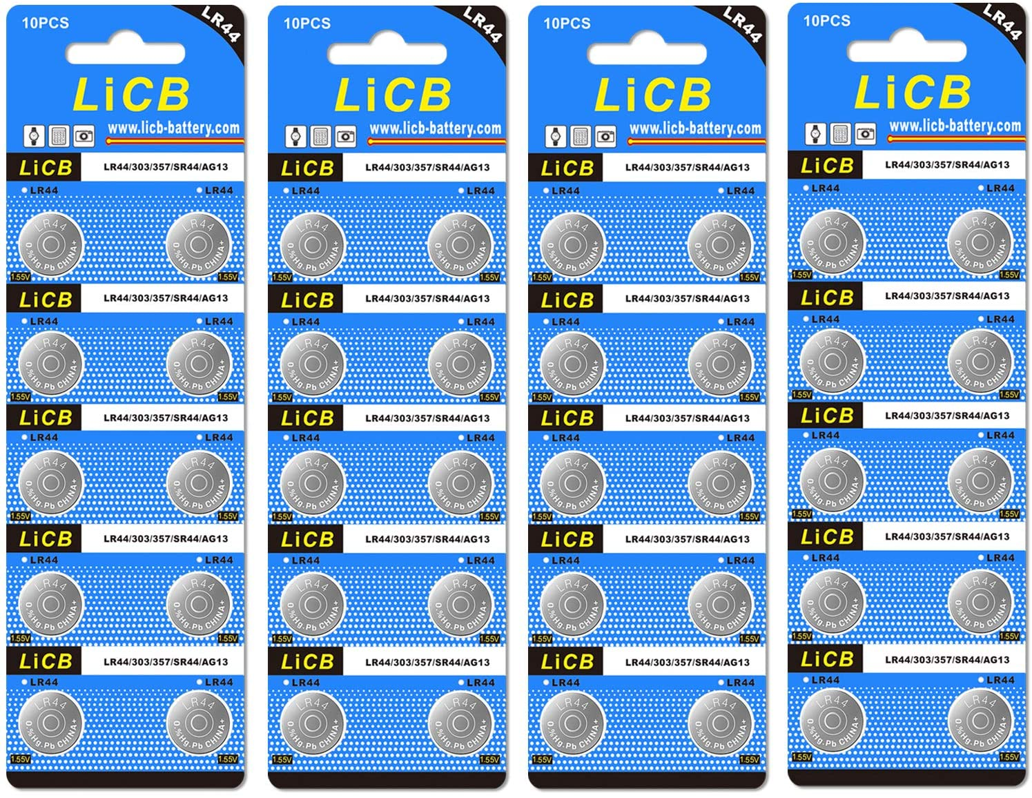 40 Pack LR44 AG13 357 303 SR44 Batteries 1.5V Button Coin Cell Battery