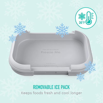 Bento-Style Lunch Solution with 4 Compartments and Removable Ice Pack for Meals and Snacks On-the-Go - Leak-Proof, Dishwasher Safe, BPA-Free