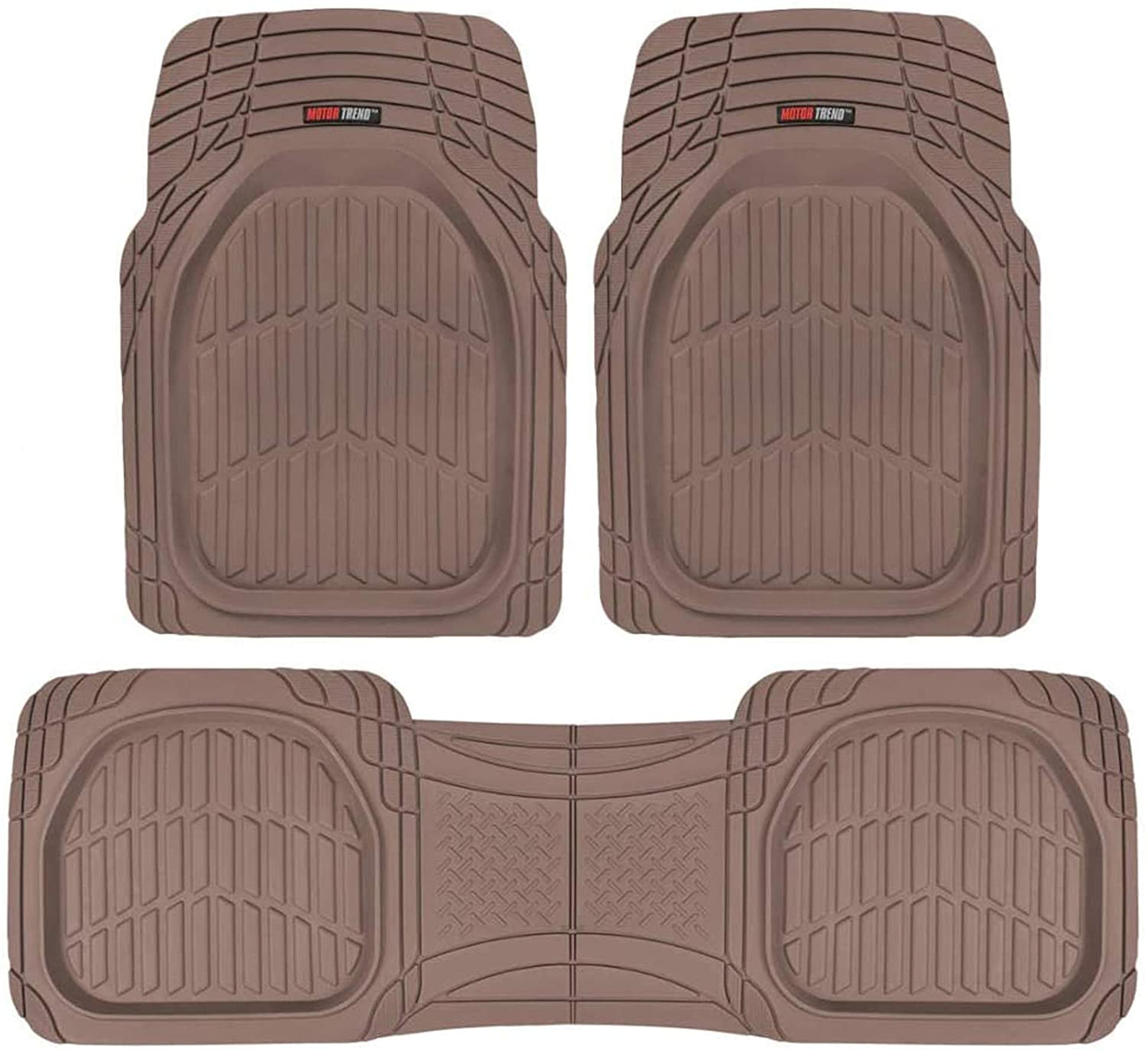 Motor Trend FlexTough Contour Liners-Deep Dish Heavy Duty Rubber Floor Mats for Car SUV Truck & Van-All Weather Protection, Universal Trim to Fit