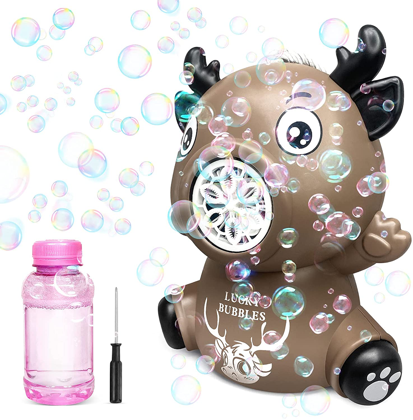 Kimiangel Rechargeable Bubble Machine for Kids, Monkey Automatic Bubble Camera Blower Toy with Light and Music for Parties, Weddings, Outdoor, 800+ Bubbles Per Minute Bubble Maker with Bubble Solution