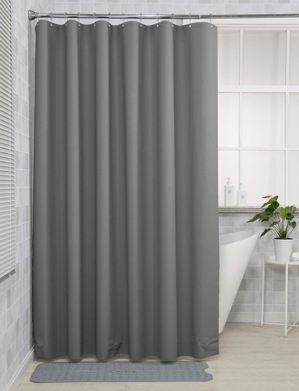 AmazerBath Plastic Shower Curtain Liner, Thick Bathroom Shower Curtains with Heavy Duty Clear Stones and Grommet Holes