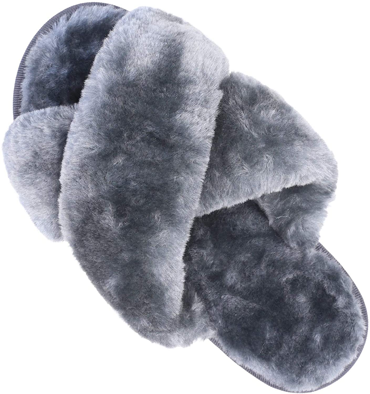 Womens House Fuzzy Slippers Leopard Cross Band Soft Plush Fluffy Slippers Furry Fleece Slip on Slippers Open Toe House Warm Bedroom Shoes Slides