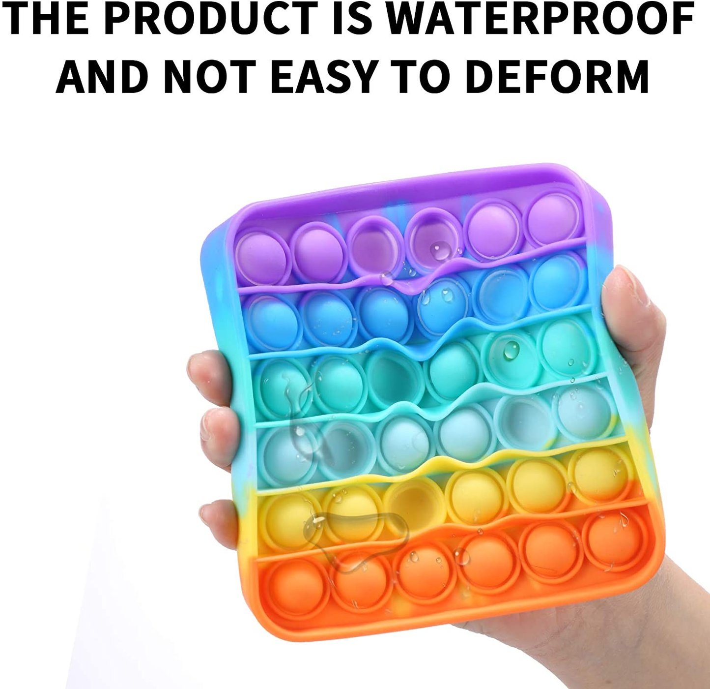 2 Packs Pop Fidget Sensory Toys, Autism Special Needs Stress Relief Silicone Pressure Relieving Toys, Round and Square Squeeze Toys for Kids Children Adults (Set of 2)
