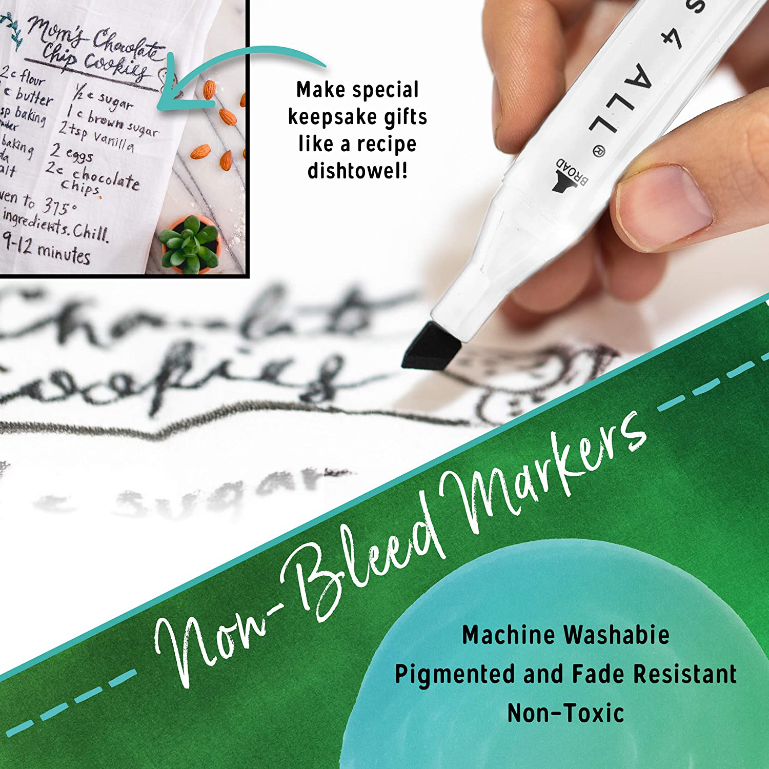 Crafts 4 ALL Permanent Fabric Marker Laundry Marker Non Bleed Dual Tip 2 Pack BLACK