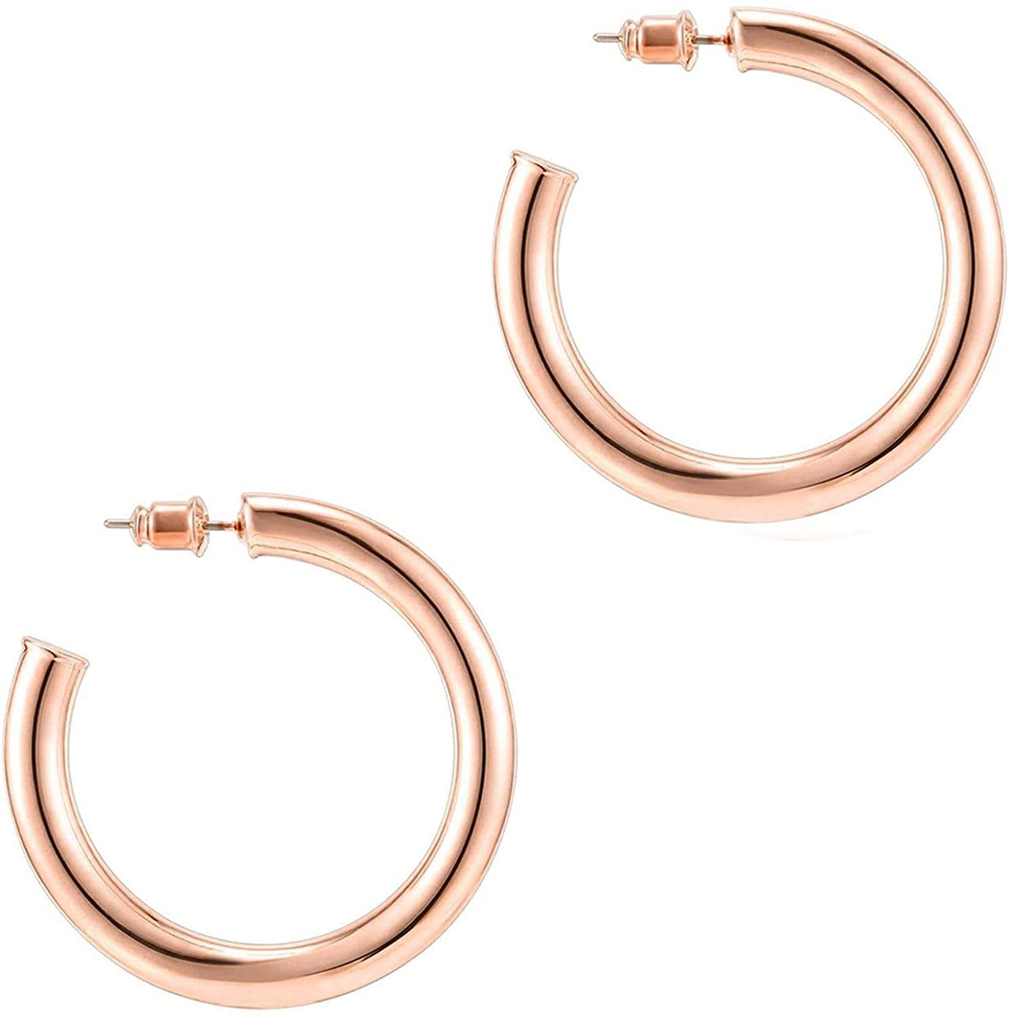 PAVOI 14K Gold Colored Lightweight Chunky Open Hoops | Gold Hoop Earrings for Women