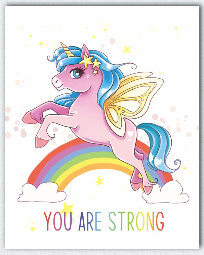 Unicorn Girls Room Décor | Motivational & Positive Affirmation Unicorn Bedroom Posters Wall Décor For Kids Room | Rainbow Decorations | Six 8x10 Wall Art Prints (Unframed) | Unicorn You Are Set