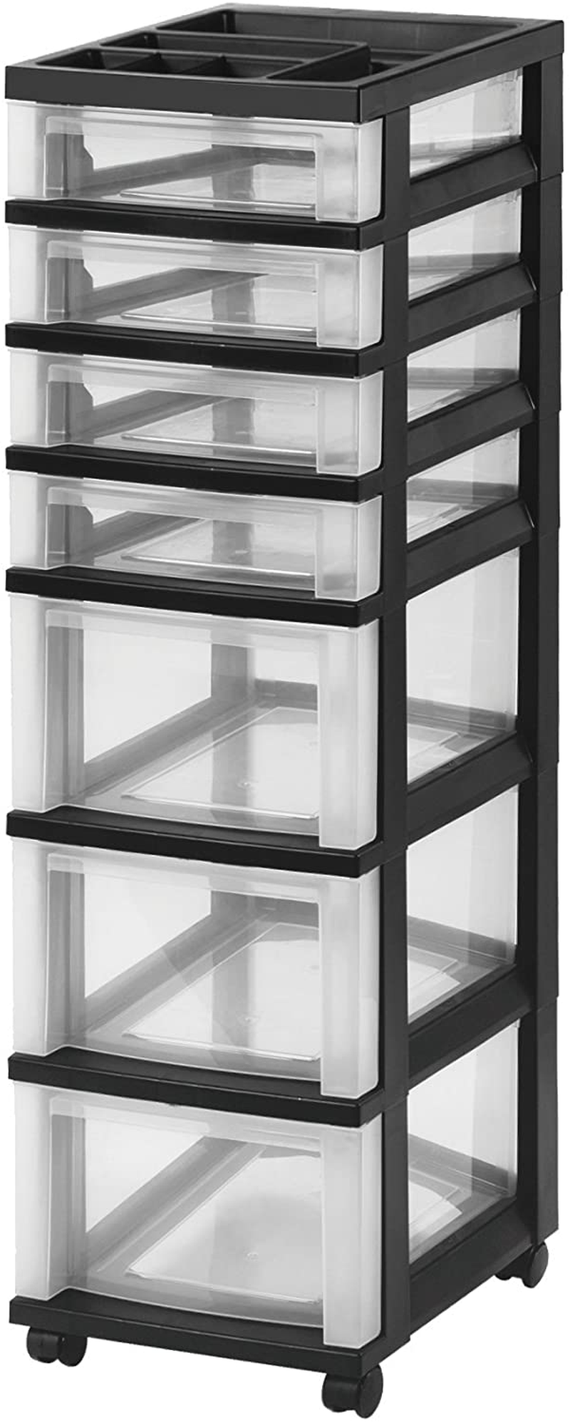 IRIS USA MC Plastic Storage Drawer, Rolling Cart with Organizer Top