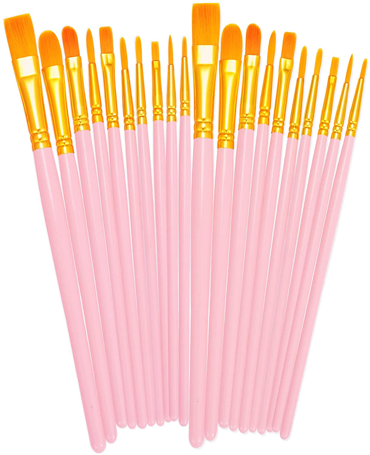 BOSOBO Paint Brushes Set, 2 Pack 20 Pcs Round Pointed Tip Paintbrushes Nylon Hair Artist Acrylic Paint Brushes for Acrylic Oil Watercolor, Face Nail Art, Miniature Detailing & Rock Painting