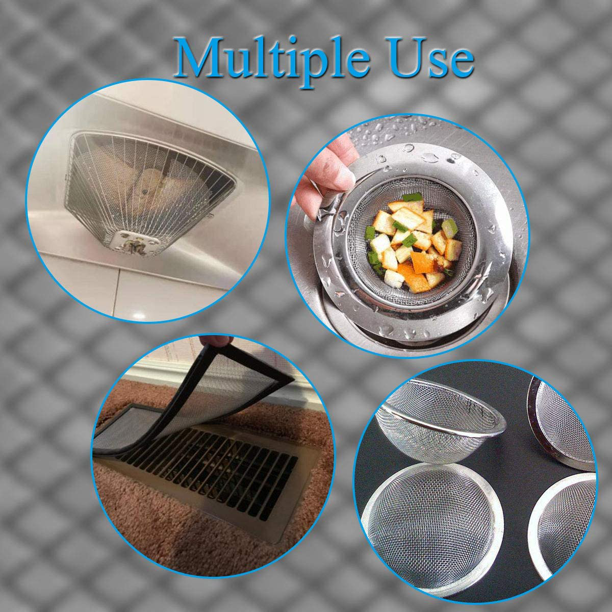 4PACK Stainless Steel Woven Wire Mesh Never Rust, Air Vent Mesh 11.8"X8.2"(300X 210mm), Hard and Heat Resisting Screen Mesh, 1mm Hole 20 Mesh Easy to Cut by Valchoose