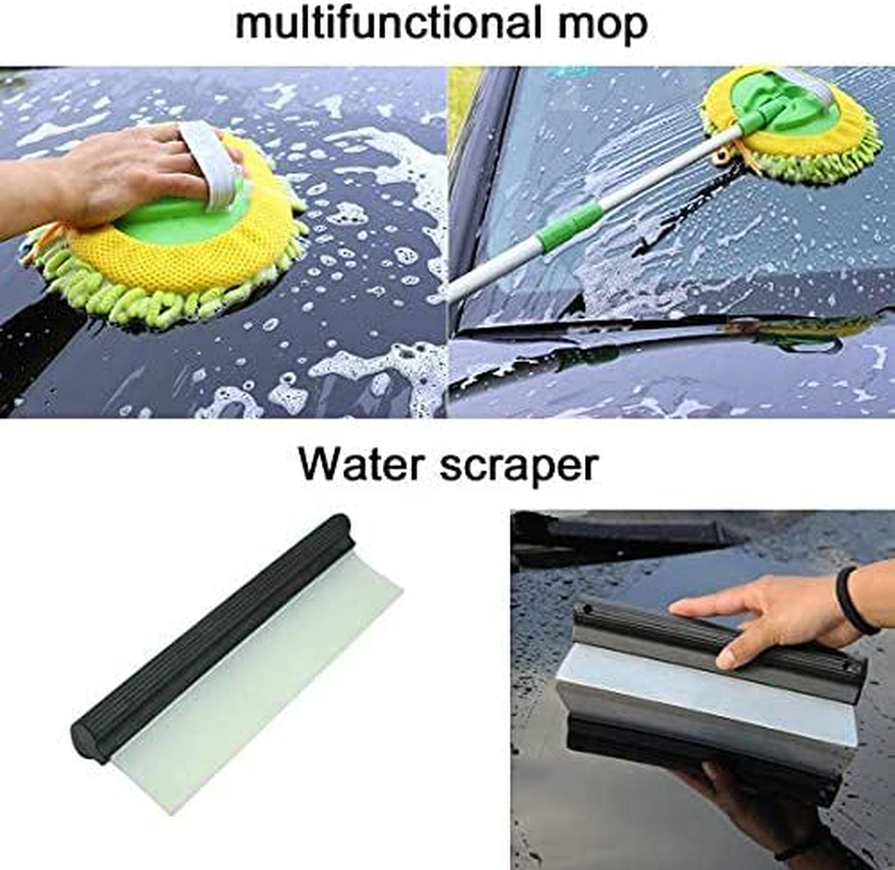 UILB Car Wash Kit with 50ft Expandable Garden Hose, Bubble Gun,Metal High Pressure Gun, Microfiber Car Wash Mop, Car Water Scraper, 3/4" Solid Brass Connector, All in One