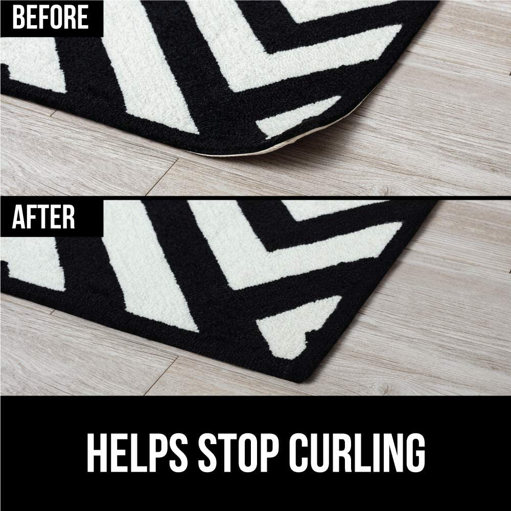 Gorilla Grip 16 Piece Adhesive Grippers for Rugs, Dual Sided Anti Curl Corner Side Gripper, Reusable Washable Patent Pending Pads, Keep Area Rugs Flat on Hardwood Floors, Grips Carpet Corners