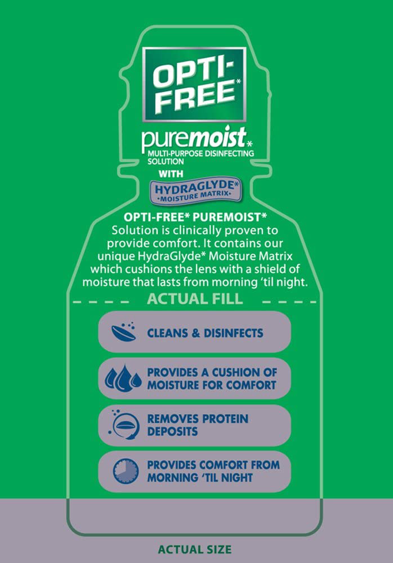 Opti-Free Puremoist Multi-Purpose Disinfecting Solution with Lens Case, (Packaging may vary), 2 Fl Oz (Pack of 1)