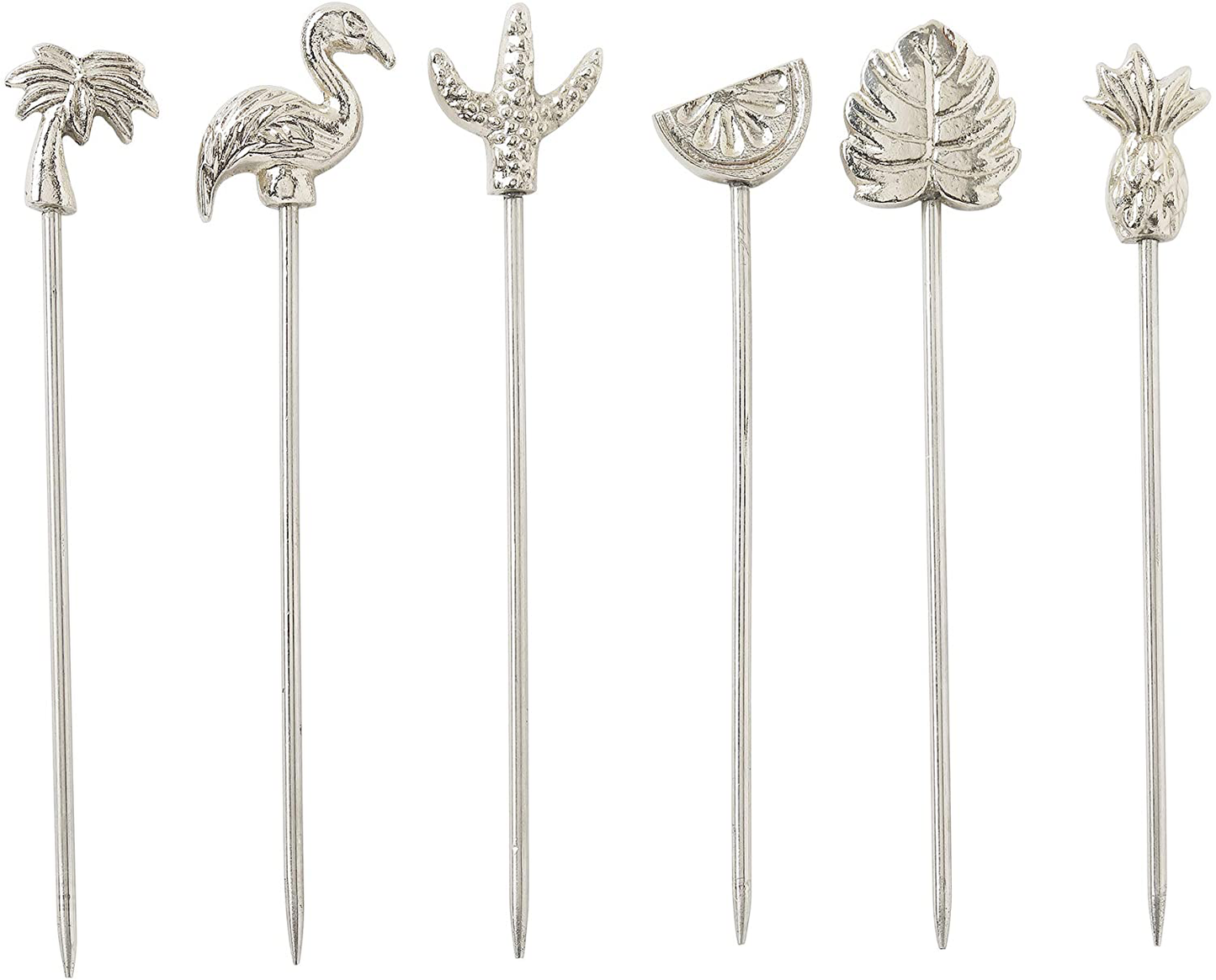 Stainless Steel Cocktail Picks or Martini Sticks, Reusable Toothpicks for Drinks or Bloody Mary Skewers, Garnish Sticks for Appetizers, Olives or Fruits, Set of 6, Rosegold
