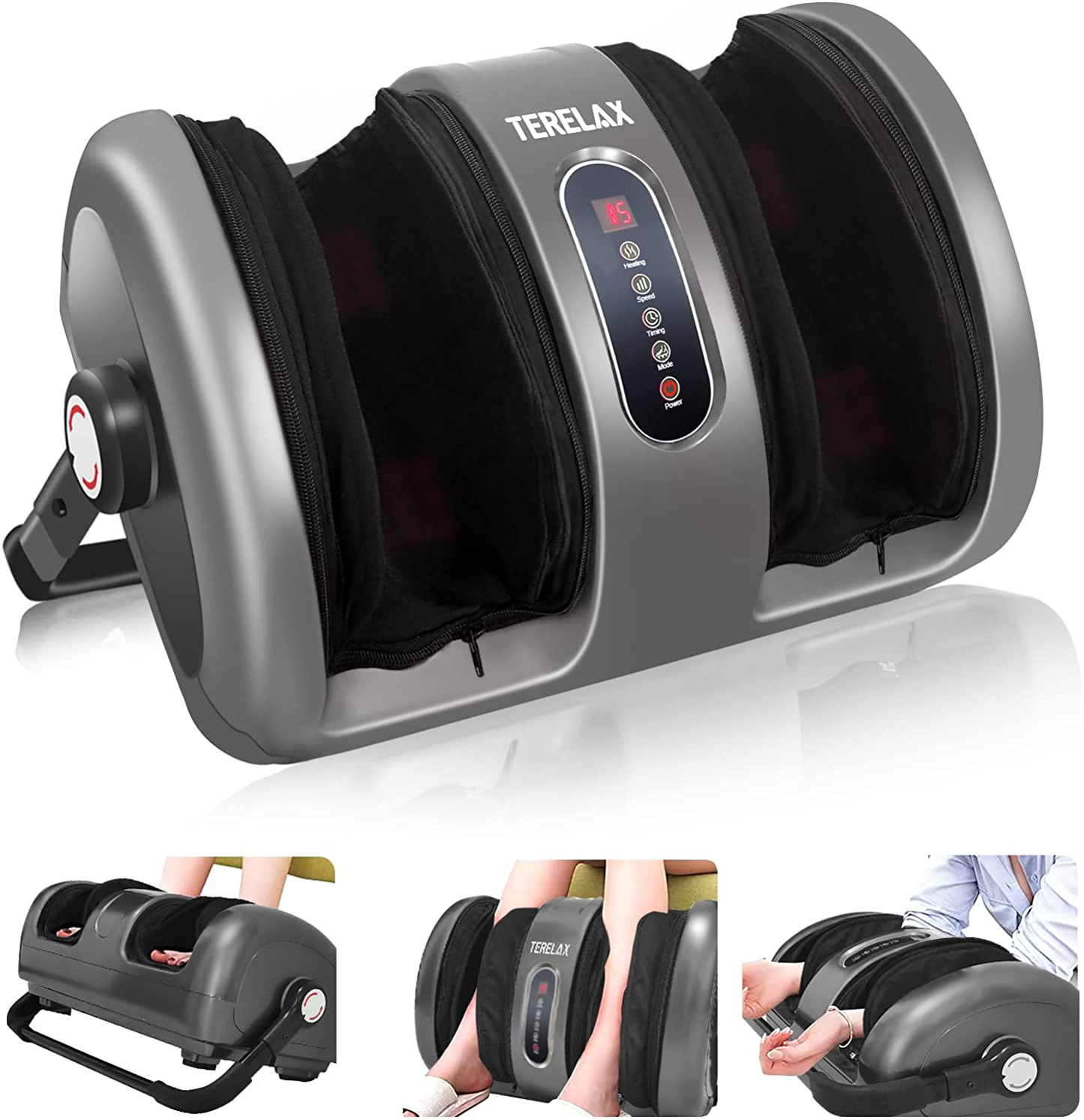 Foot Massage Machine Shiatsu Foot and Calf Massager with Heat Air Compression Deep Kneading Therapy Plantar Fasciitis Relieve Fatigue Feet/Calves/Arms Increases Blood Flow Circulation
