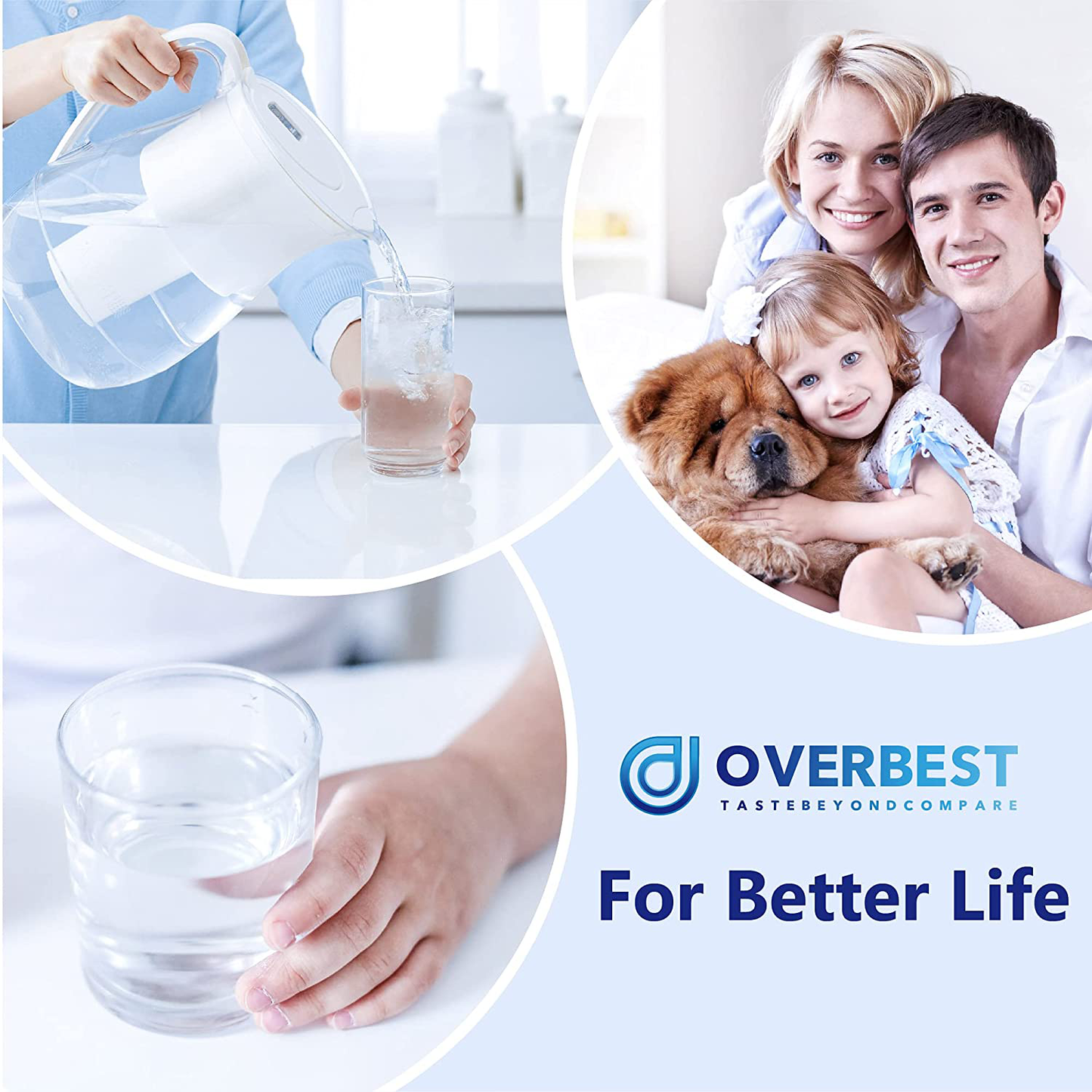 Overbest NSF Certified Brita Water Filter, Replacement for Brita Pitchers and Dispensers, Brita Classic OB03, Mavea 107007, 35557, Brita Pitchers Grand ( Pack of 6 )