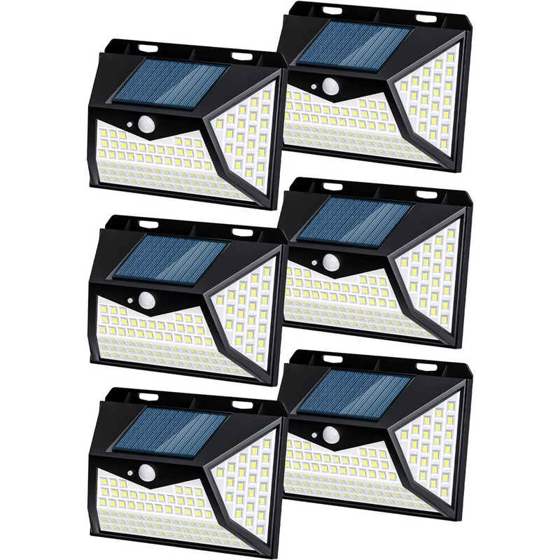 6 Pack Solar Outdoor Lights - 118 LED Motion Sensor Security Lights with 3 Lighting Modes