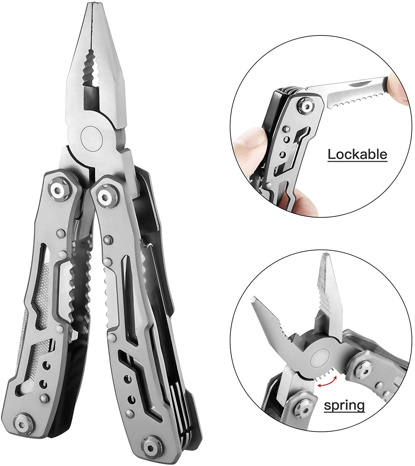 14-In-1 Multitool Pliers,Premium Portable Multi Tool ,With Safety Locking Professional Stainless Steel Multitool Pliers Pocket Knife,Apply to Survival, Camping, Gifts for Dad Husband Boyfriend