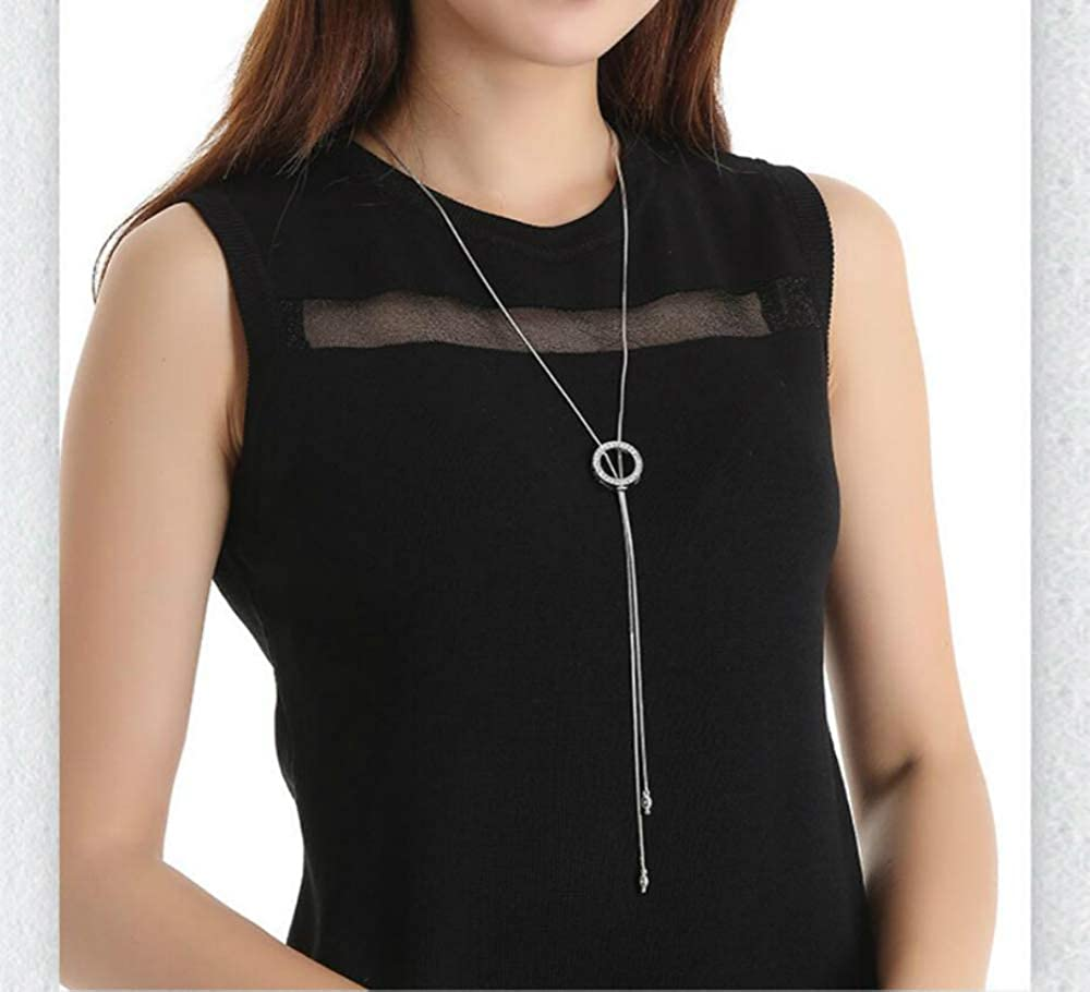 Long Hoop Necklace for Women Crystal Pendant Necklace Sweater Chain Statement Necklace Choker Adjustable Charm Jewelry Crystal Accessories Wedding Party Evening Dressy