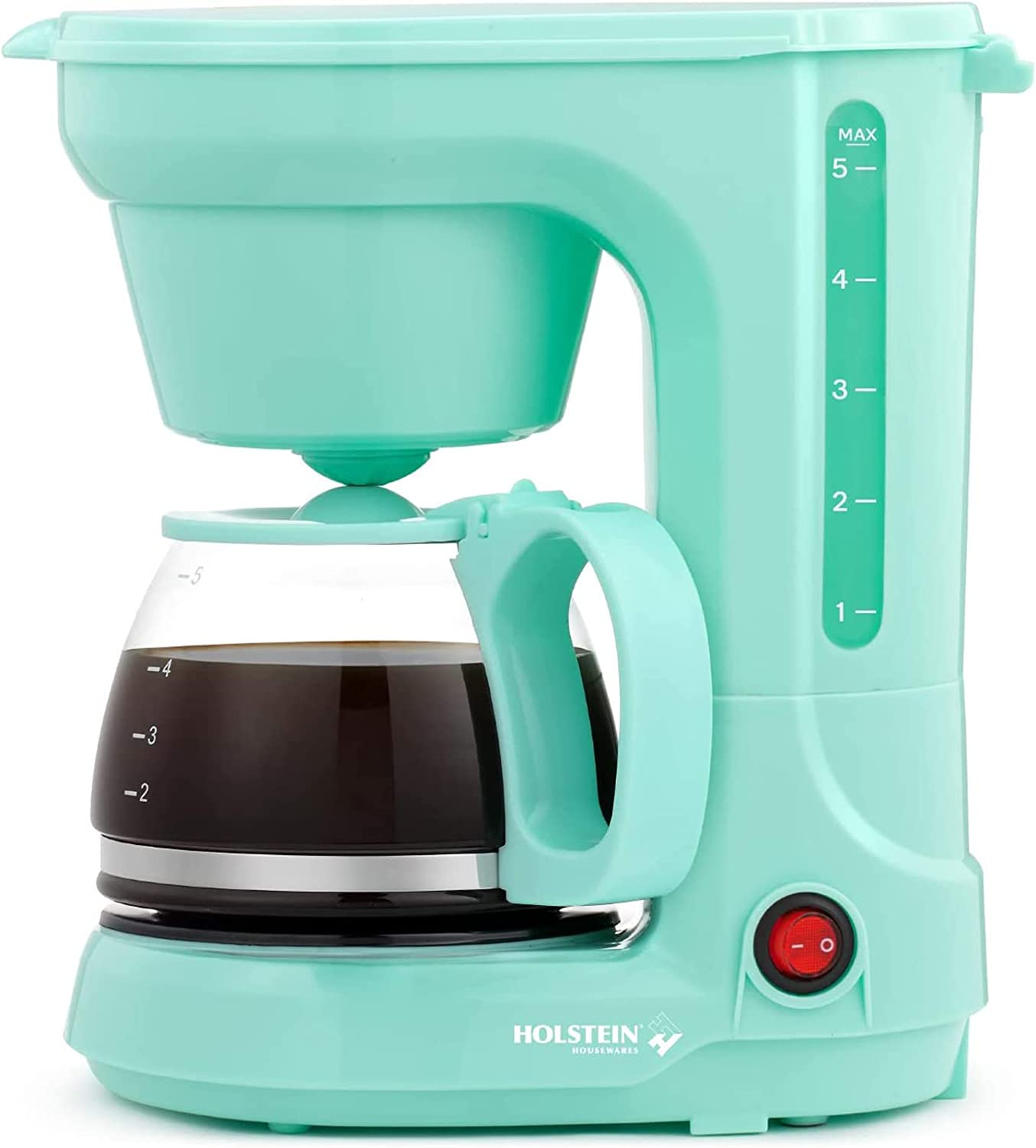 Holstein Housewares - 5-Cup Compact Coffee Maker, Teal - Convenient and User Friendly with Auto Pause and Serve Functions,Hh-0914701E