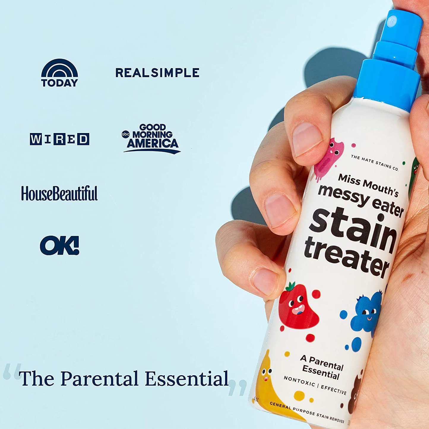 Miss Mouth’s Messy Eater Non-Toxic Baby and Kids Stain Remover for Clothing, Carpet, Fabric, and Upholstery. Kid Tested and Mom Approved (120ml, 4 oz Spray Bottle)