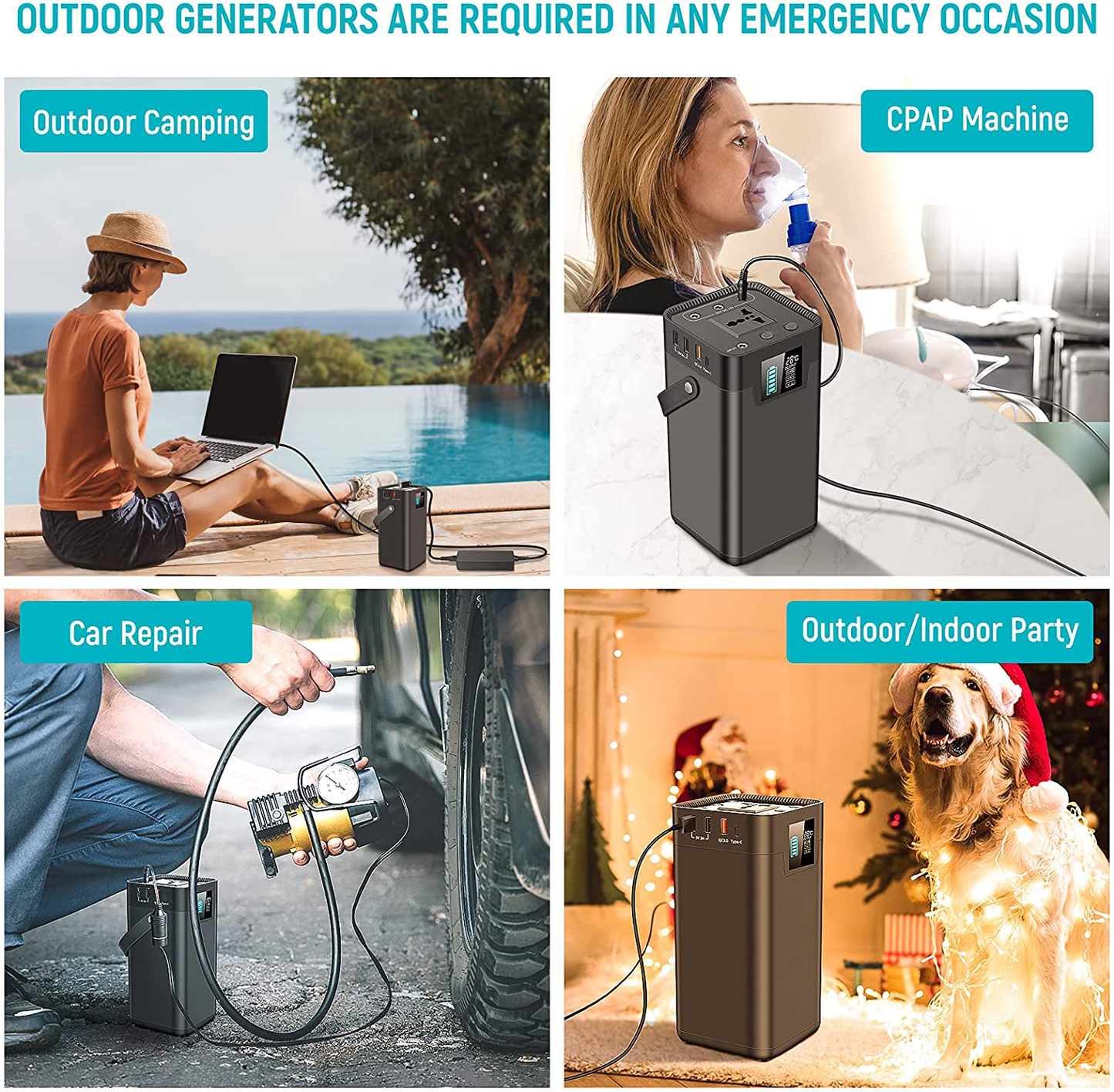 Portable Power Station 250W KOYOT Solar Generator 54600mAh (Solar Panel Not Included)Portable Battery With 110V AC Outlet/3 DC Ports/4 USB Ports For CPAP Outdoor Advanture Load Trip Camping Emergency