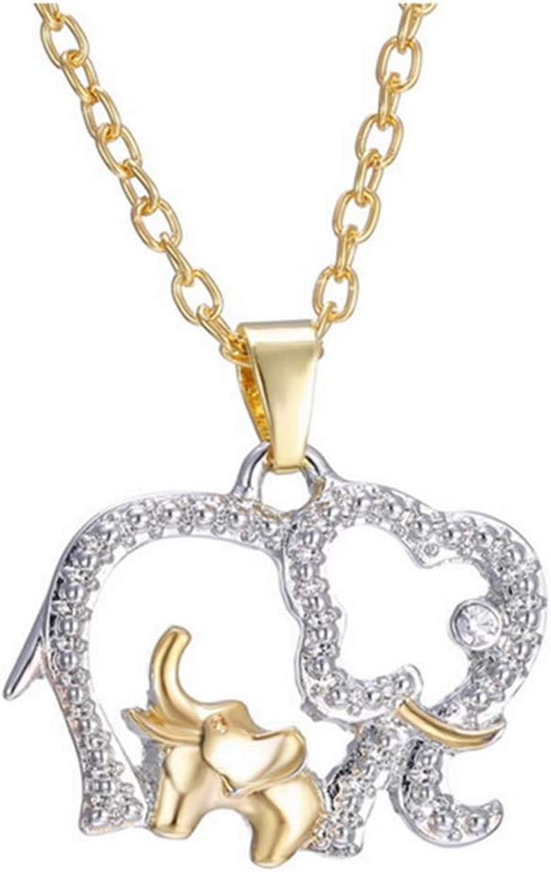 Fashion Mom & Baby Elephants Necklace Silver Rhinestone Pendant Necklace Charm Chain Jewelry Gift by Samgreatworld
