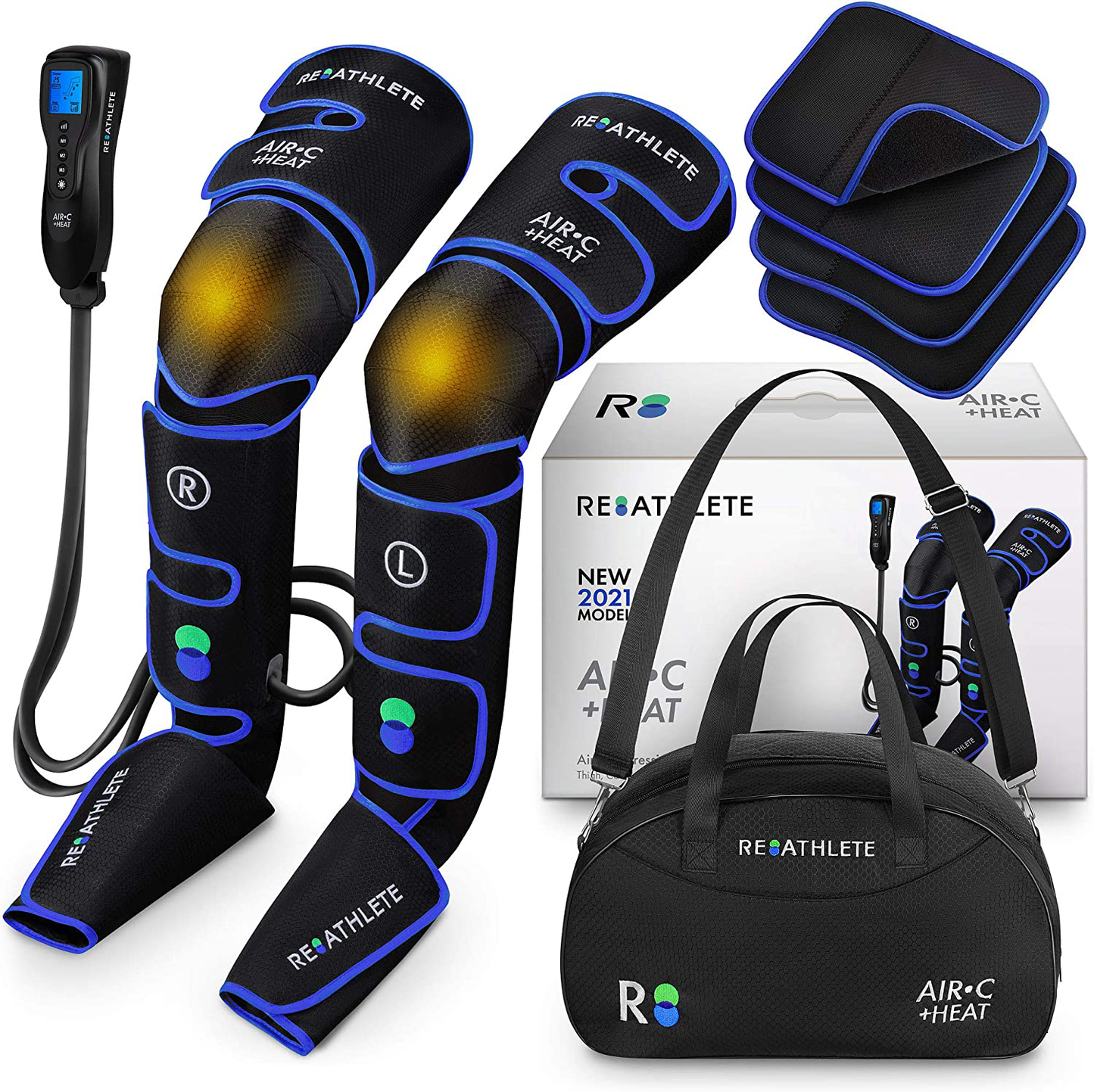 Reathlete Leg Massager | Rechargeable & Portable Sequential Compression Device with Digital Controller & Bag | New Sleeve Design SCD Machine for Legs | Muscle Pain Relief Thigh, Calf & Feet Massager…