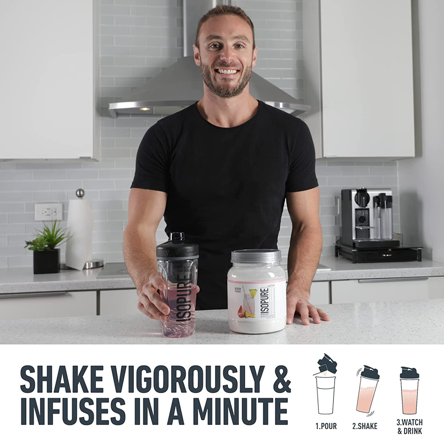 Isopure Protein Powder, Gluten Free, Whey Protein Isolate, Post Workout Recovery Drink Mix, Prime Drink, Infusions- Tropical Punch, 16 Servings